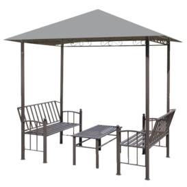 Garden Pavilion with Table and Benches 2.5x1.5x2.4 m Anthracite - thumbnail 3