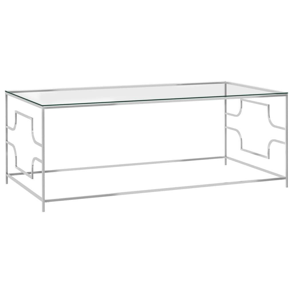 Coffee Table Silver 120x60x45 cm Stainless Steel and Glass - image 1