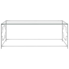 Coffee Table Silver 120x60x45 cm Stainless Steel and Glass - thumbnail 2