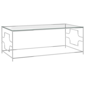 Coffee Table Silver 120x60x45 cm Stainless Steel and Glass - thumbnail 1