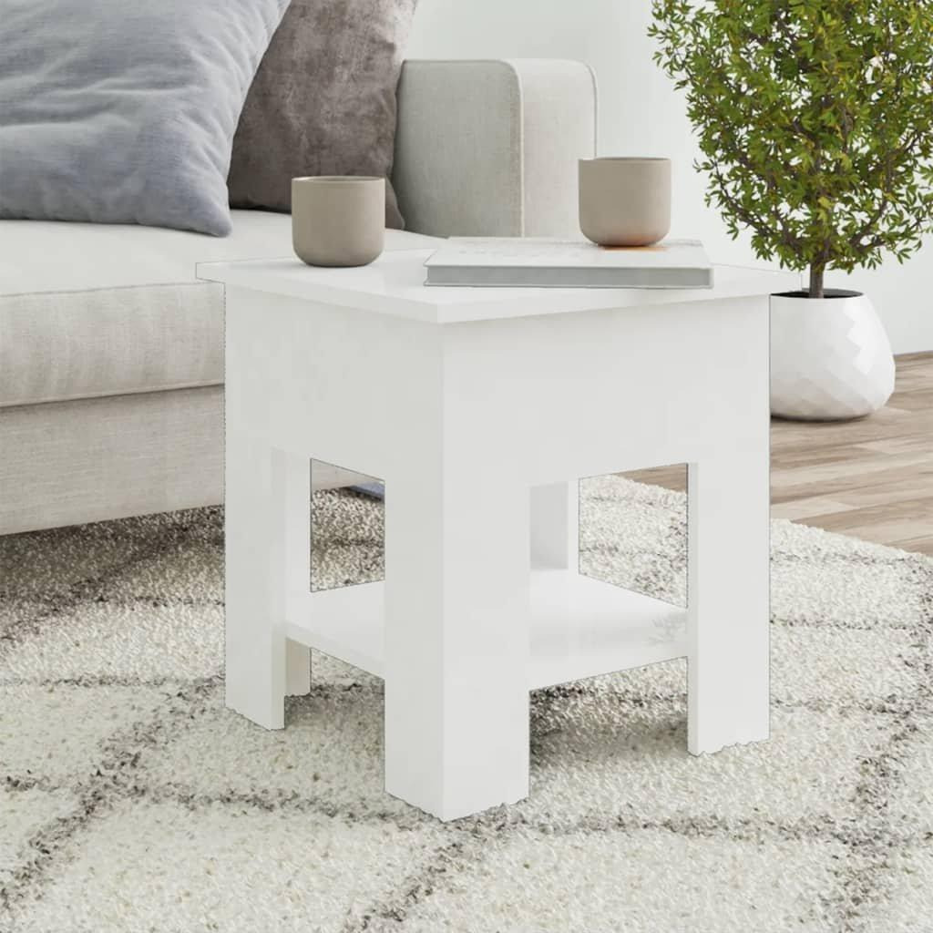 Coffee Table High Gloss White 40x40x42 cm Engineered Wood - image 1