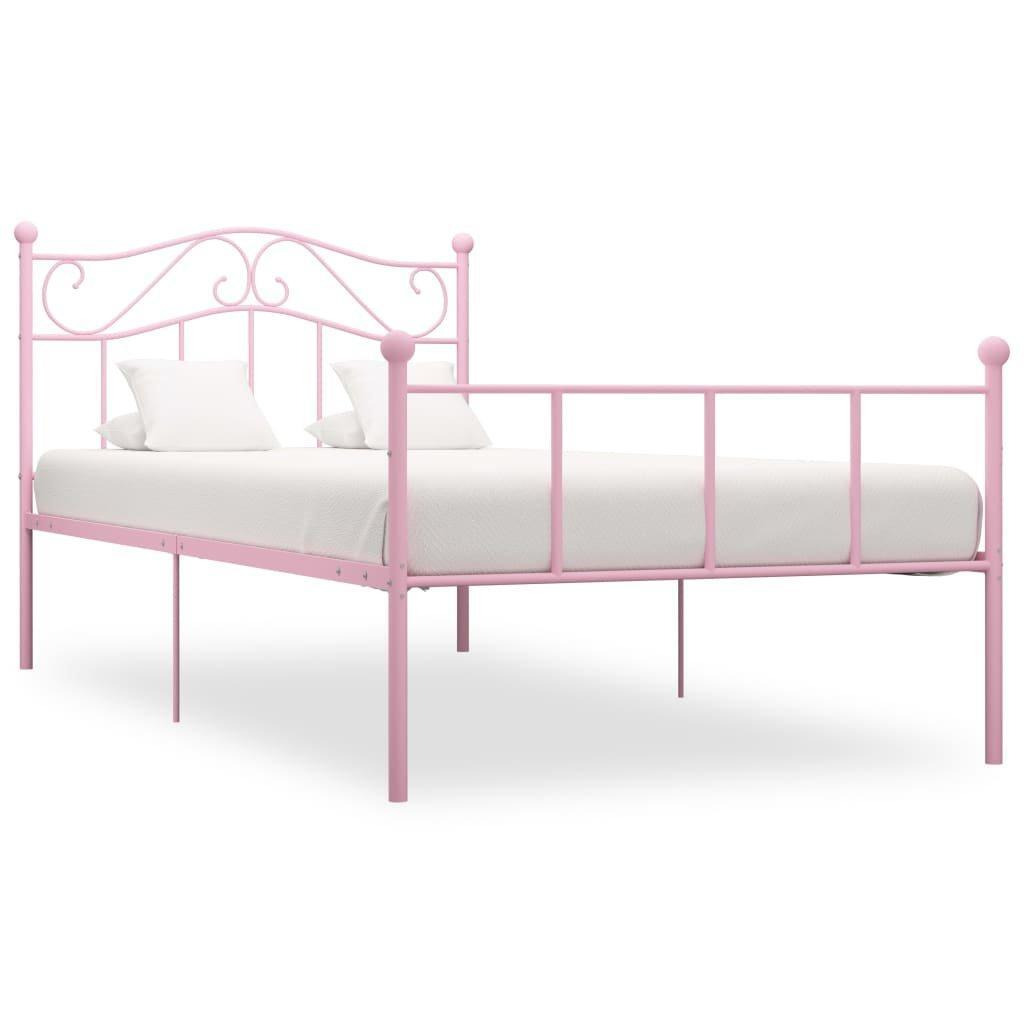 Bed Frame Pink Metal 90x200 cm - image 1