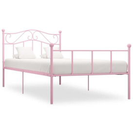Bed Frame Pink Metal 90x200 cm - thumbnail 1