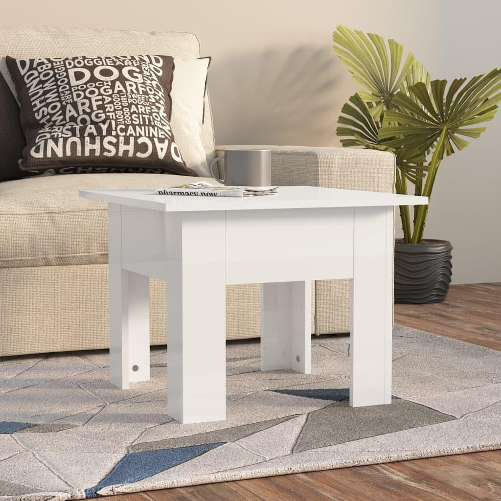 Coffee Table High Gloss White 55x55x42 cm Engineered Wood - image 1