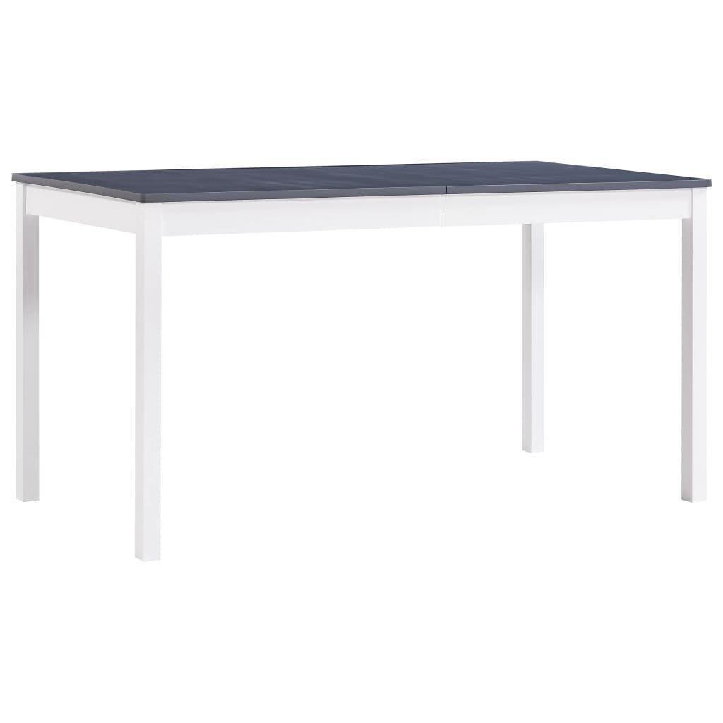 Dining Table White and Grey 140x70x73 cm Pinewood - image 1