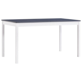 Dining Table White and Grey 140x70x73 cm Pinewood - thumbnail 1