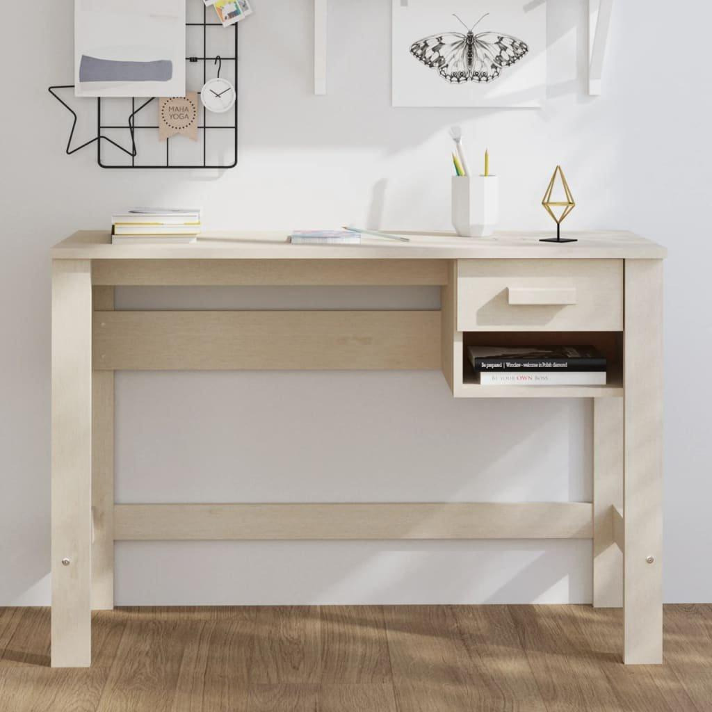Desk HAMAR Honey Brown 110x40x75 cm Solid Wood Pine - image 1