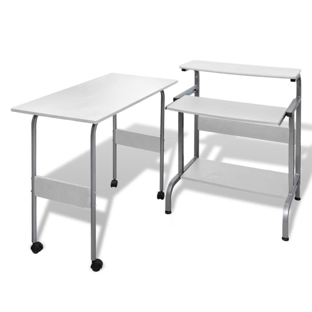 2 Piece Computer Desk with Pull-out Keyboard Tray White - image 1
