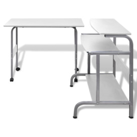 2 Piece Computer Desk with Pull-out Keyboard Tray White - thumbnail 3