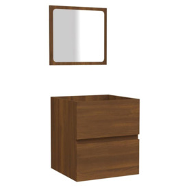 Bathroom Cabinet with Mirror Brown Oak Engineered Wood - thumbnail 2