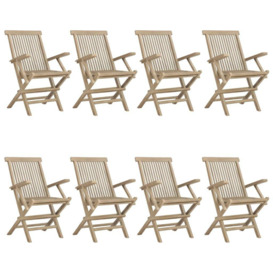 Folding Garden Chairs 8 pcs Grey 56x61x89 cm Solid Wood Teak - thumbnail 2
