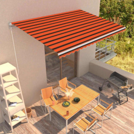 Manual Retractable Awning 450x300 cm Orange and Brown - thumbnail 1