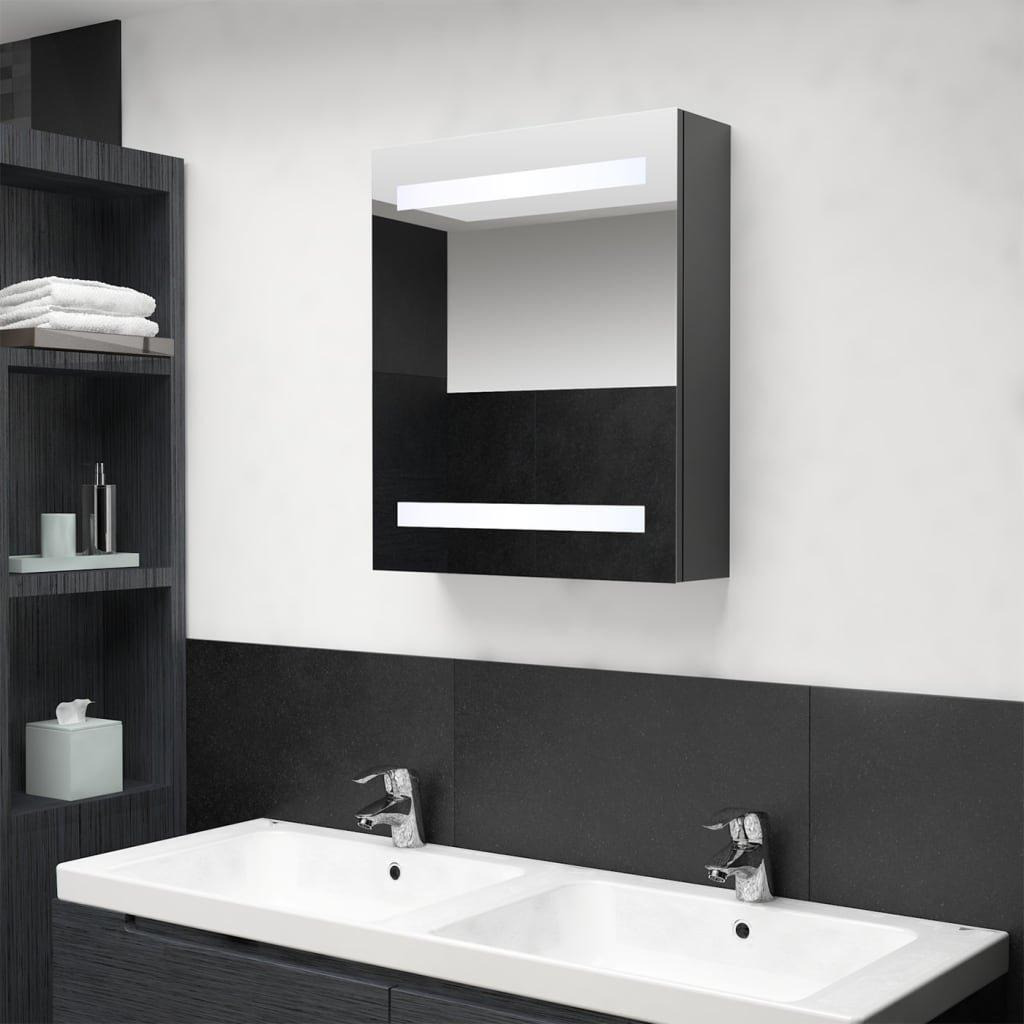 LED Bathroom Mirror Cabinet Grey 50x14x60 cm - image 1