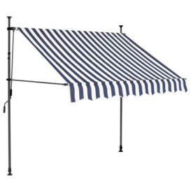 Manual Retractable Awning with LED 150 cm Blue and White - thumbnail 2