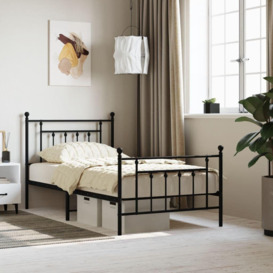 Metal Bed Frame with Headboard and Footboard Black 100x190 cm - thumbnail 1