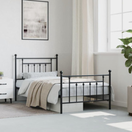 Metal Bed Frame with Headboard and Footboard Black 100x190 cm - thumbnail 3