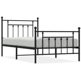 Metal Bed Frame with Headboard and Footboard Black 100x190 cm - thumbnail 2
