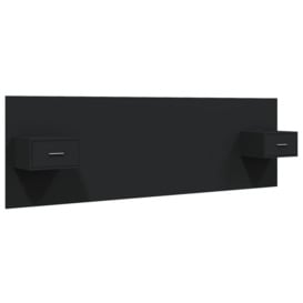 Bed Headboard with Cabinets Black Engineered Wood - thumbnail 2