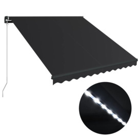 Manual Retractable Awning with LED 300x250 cm Anthracite - thumbnail 2