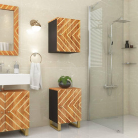 Bathroom Cabinet Brown and Black 38x33.5x58 cm Solid Wood Mango - thumbnail 2