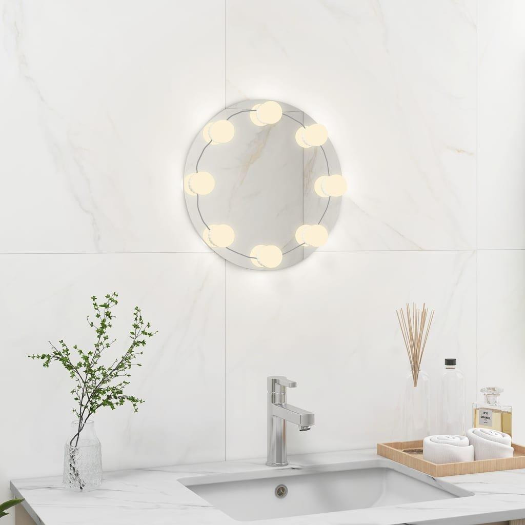 Wall Frameless Mirror with LED Lights Round Glass - image 1