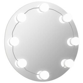 Wall Frameless Mirror with LED Lights Round Glass - thumbnail 2