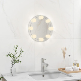 Wall Frameless Mirror with LED Lights Round Glass - thumbnail 1