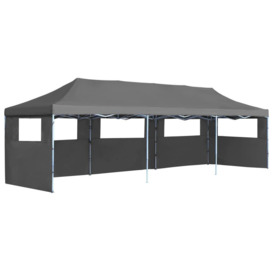 Folding Pop-up Party Tent with 5 Sidewalls 3x9 m Anthracite - thumbnail 1