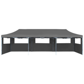 Folding Pop-up Party Tent with 5 Sidewalls 3x9 m Anthracite - thumbnail 2