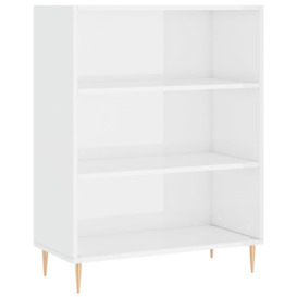 Bookcase High Gloss White 69.5x32.5x90 cm Engineered Wood - thumbnail 2