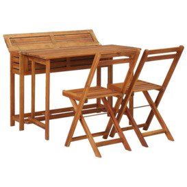Garden Planter Table with 2 Bistro Chairs Solid Acacia Wood - thumbnail 2