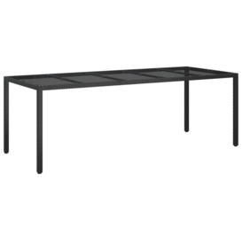 Garden Table Black 250x100x75 cm Tempered Glass and Poly Rattan - thumbnail 2