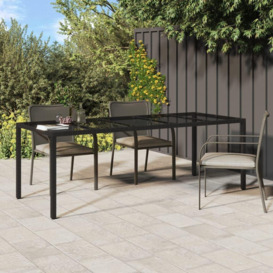 Garden Table Black 250x100x75 cm Tempered Glass and Poly Rattan - thumbnail 1
