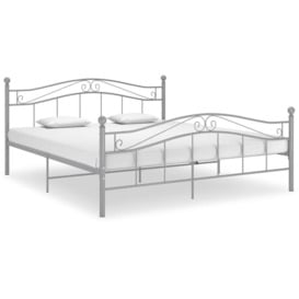 Bed Frame Grey Metal 140x200 cm - thumbnail 1