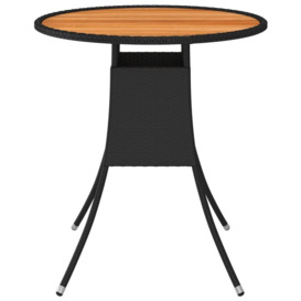 Garden Dining Table Black Ã˜ 70 cm Poly Rattan and Solid Acacia Wood - thumbnail 2