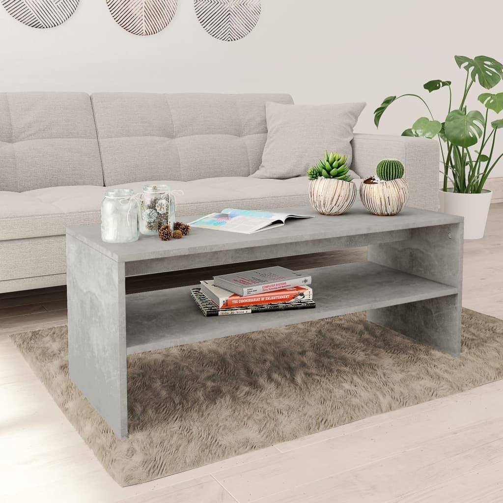 Coffee Table Concrete Grey 100x40x40 cm Engineered Wood - image 1