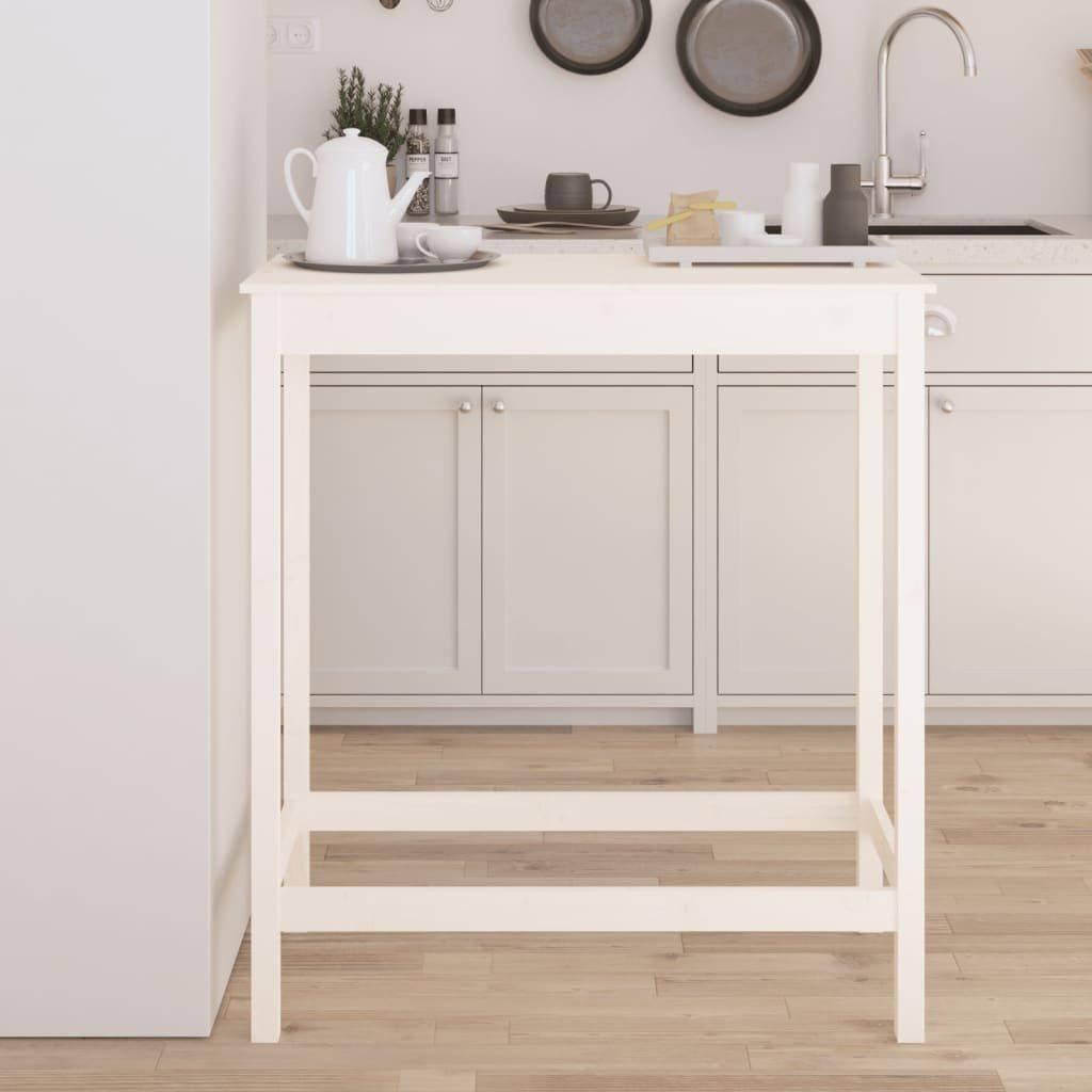 Bar Table White 100x50x110 cm Solid Wood Pine - image 1