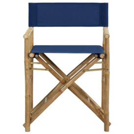 Folding Director's Chairs 2 pcs Blue Bamboo and Fabric - thumbnail 3
