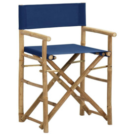 Folding Director's Chairs 2 pcs Blue Bamboo and Fabric - thumbnail 2