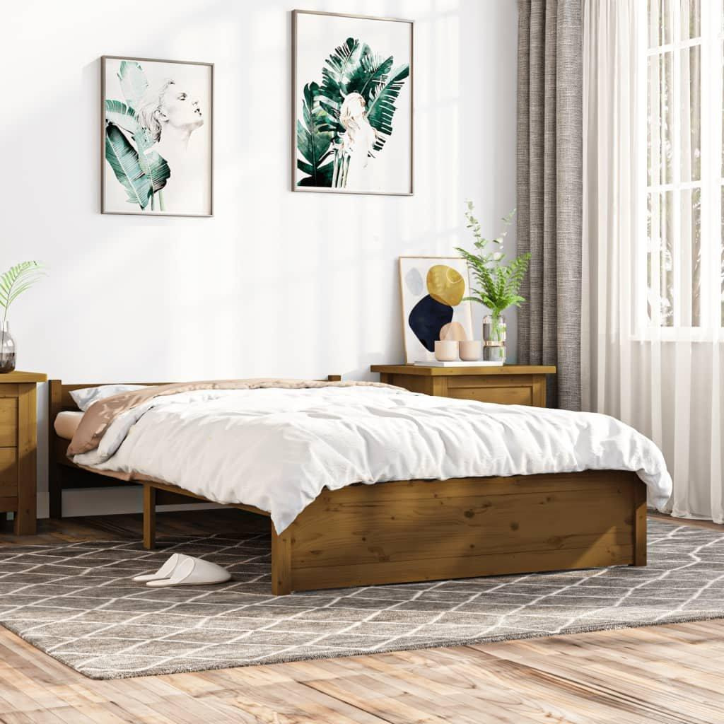 Bed Frame Honey Brown Solid Wood 135x190 cm Double - image 1