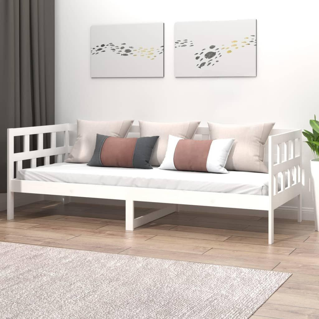 Day Bed White Solid Wood Pine 90x200 cm - image 1