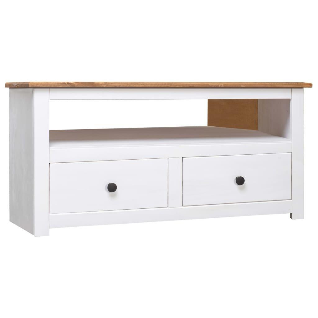 Corner TV Cabinet White 93x49x49 cm Solid Pine Panama Range - image 1