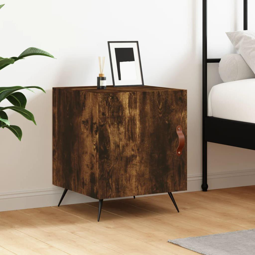 Bedside Cabinet Smoked Oak 40x40x50 cm Engineered Wood - image 1
