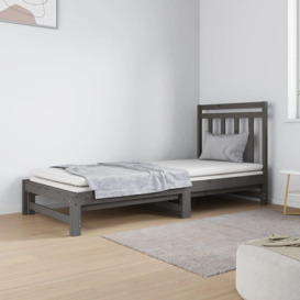 Pull-out Day Bed Grey 2x(90x190) cm Solid Wood Pine - thumbnail 1