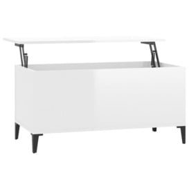 Coffee Table High Gloss White 90x44.5x45 cm Engineered Wood - thumbnail 2