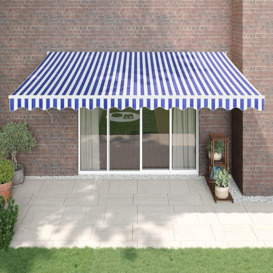 Retractable Awning Blue and White 4.5x3 m Fabric and Aluminium - thumbnail 1