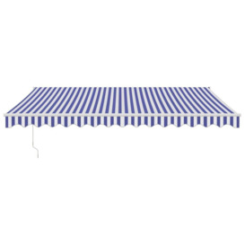 Retractable Awning Blue and White 4.5x3 m Fabric and Aluminium - thumbnail 3