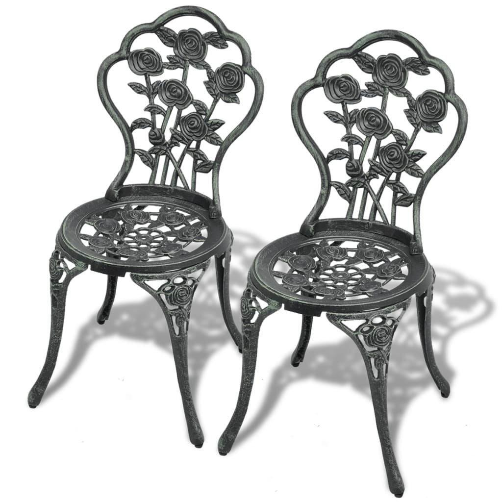 Bistro Chairs 2 pcs Cast Aluminium Green - image 1