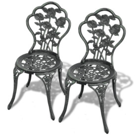 Bistro Chairs 2 pcs Cast Aluminium Green - thumbnail 1