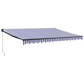Retractable Awning Blue and White 4.5x3 m Fabric and Aluminium - thumbnail 2
